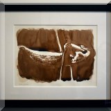 A05. Framed monochromatic watercolor, signed by Laraine Armenti. 18” x 22” 